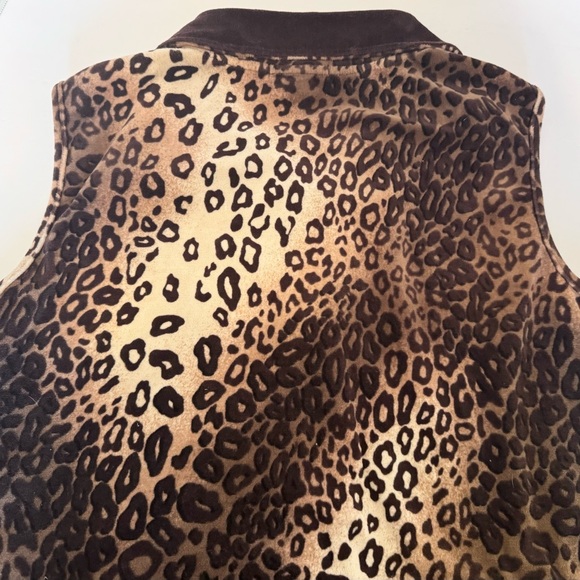 Rebecca Malone Velour Collared Zippered Vest Ladies Size XL Brown Animal Print - Picture 15 of 16